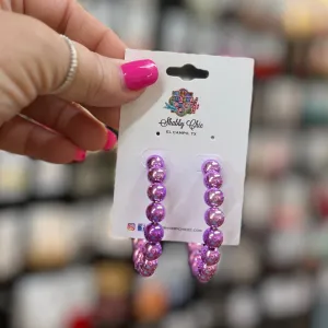 Lavendar Beaded Hoop Earrings
