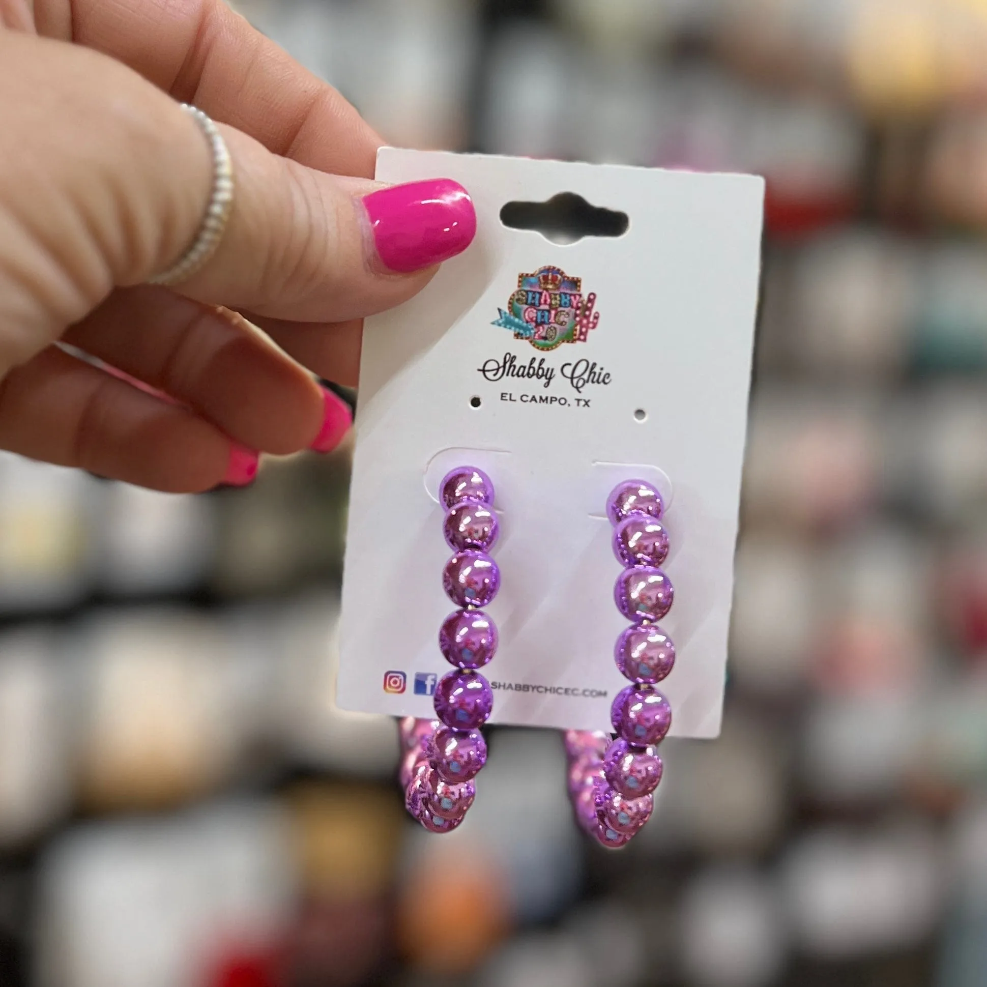 Lavendar Beaded Hoop Earrings