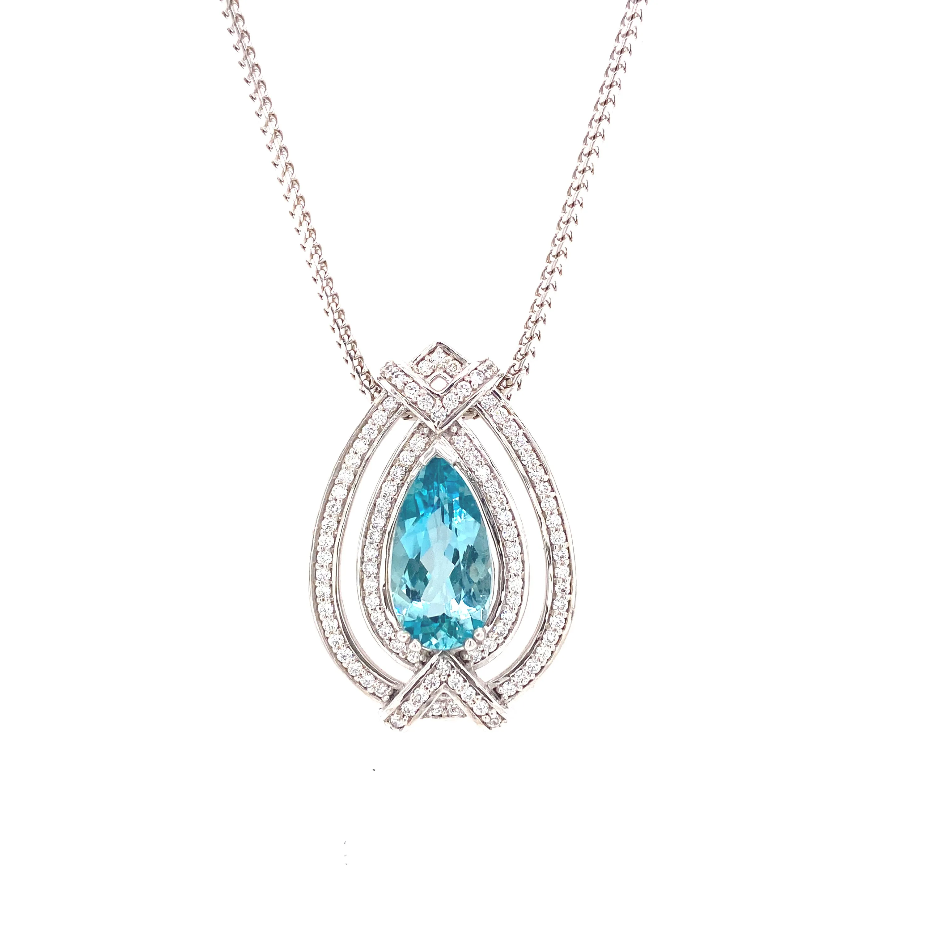 Le Joaillier Collection Green Aquamarine & Diamond Pendant