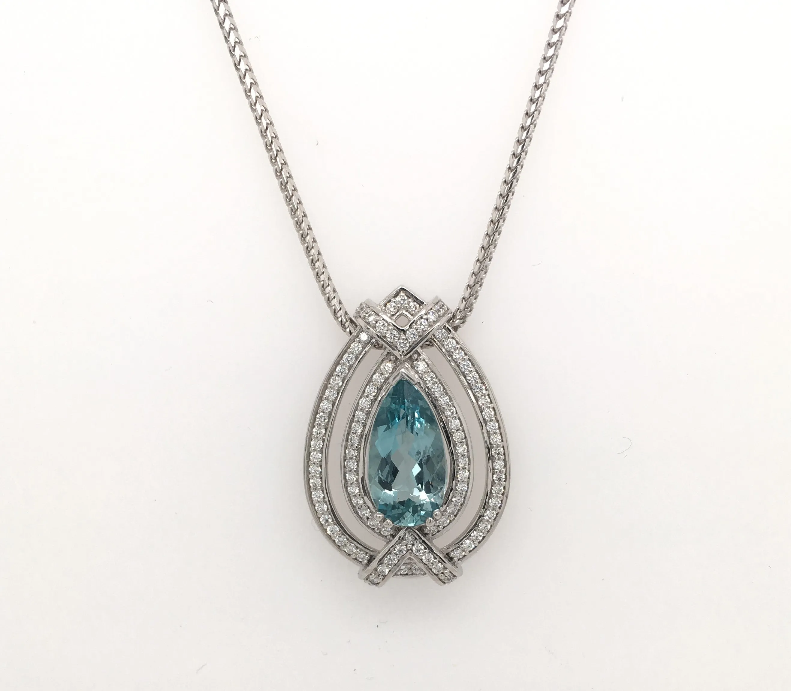 Le Joaillier Collection Green Aquamarine & Diamond Pendant