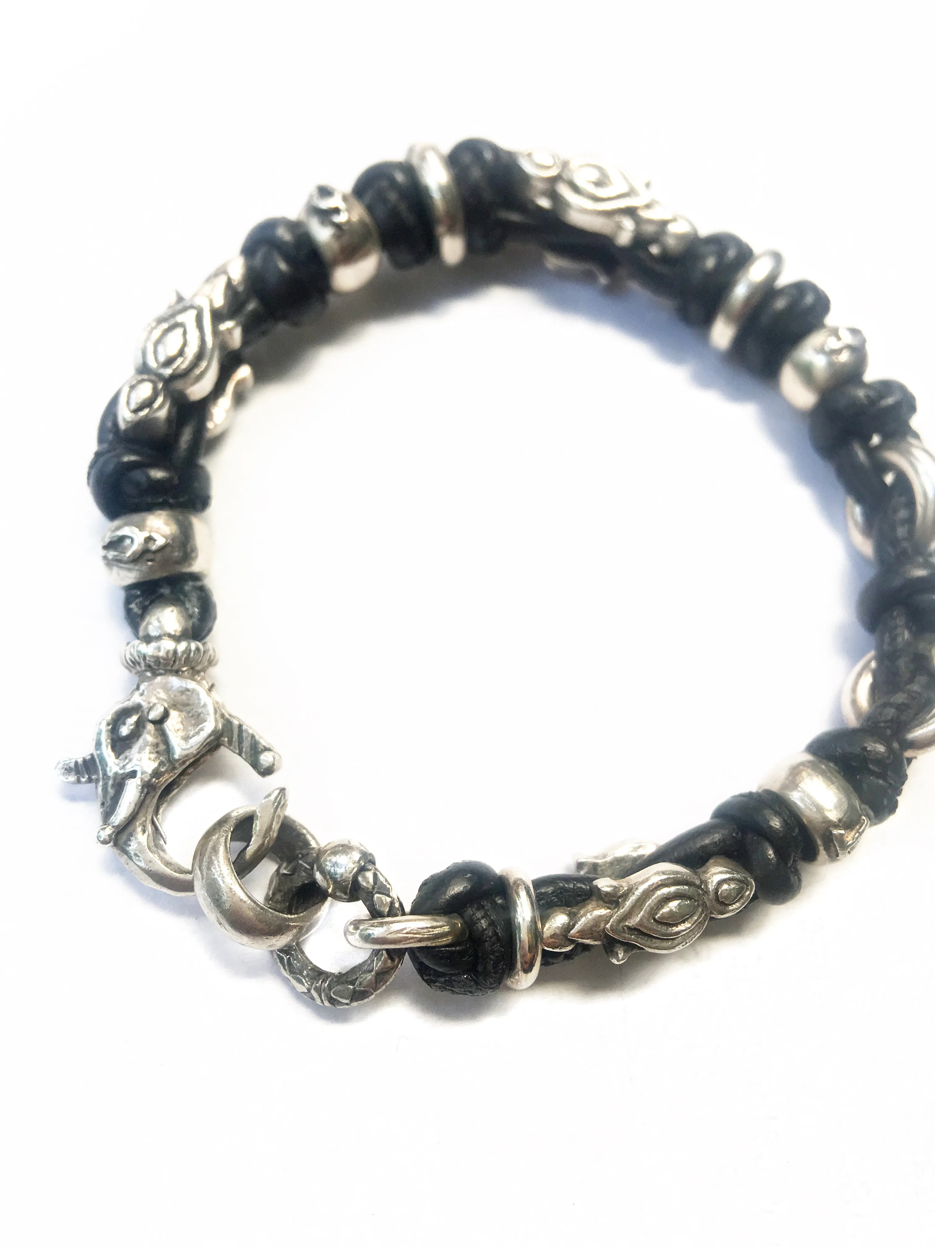Leather & Sterling Rope Bracelet
