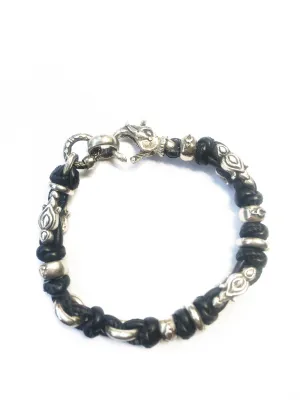 Leather & Sterling Rope Bracelet