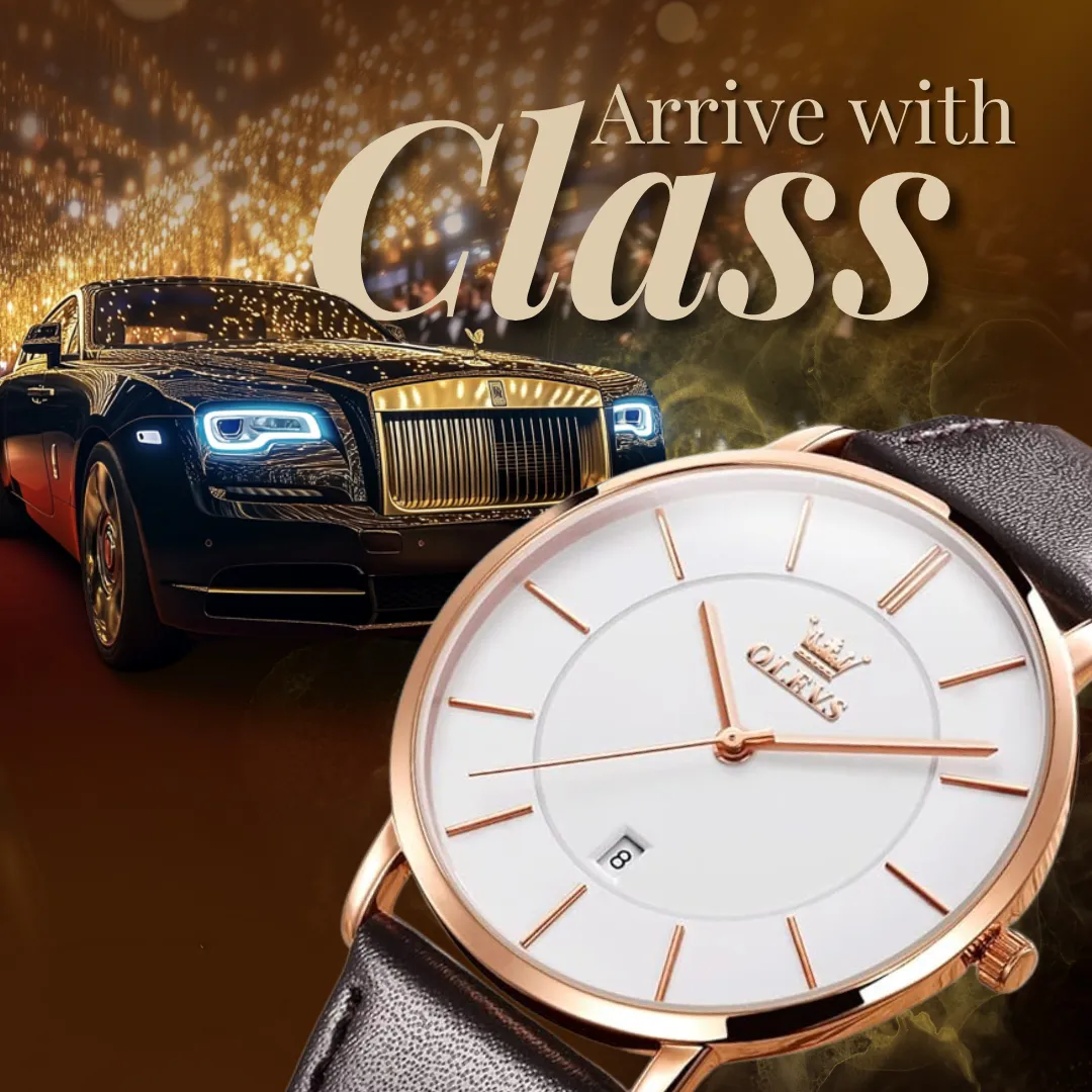 Leather Band Car Date Watch