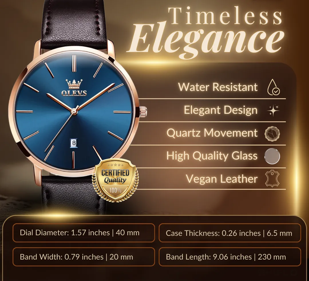 Leather Band Car Date Watch