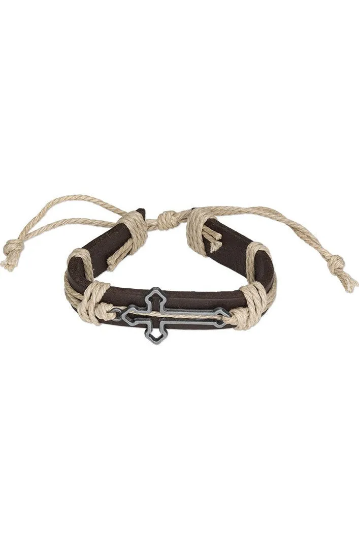 Leather Bracelet With Cross - HSMM2927