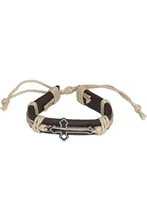 Leather Bracelet With Cross - HSMM2927