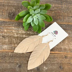 Leather Feather Blinged Out Earrings