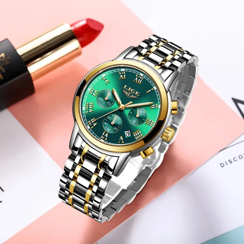 LIGE Rose Gold Watch For Women