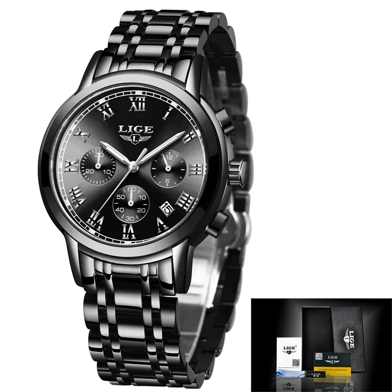 LIGE Rose Gold Watch For Women
