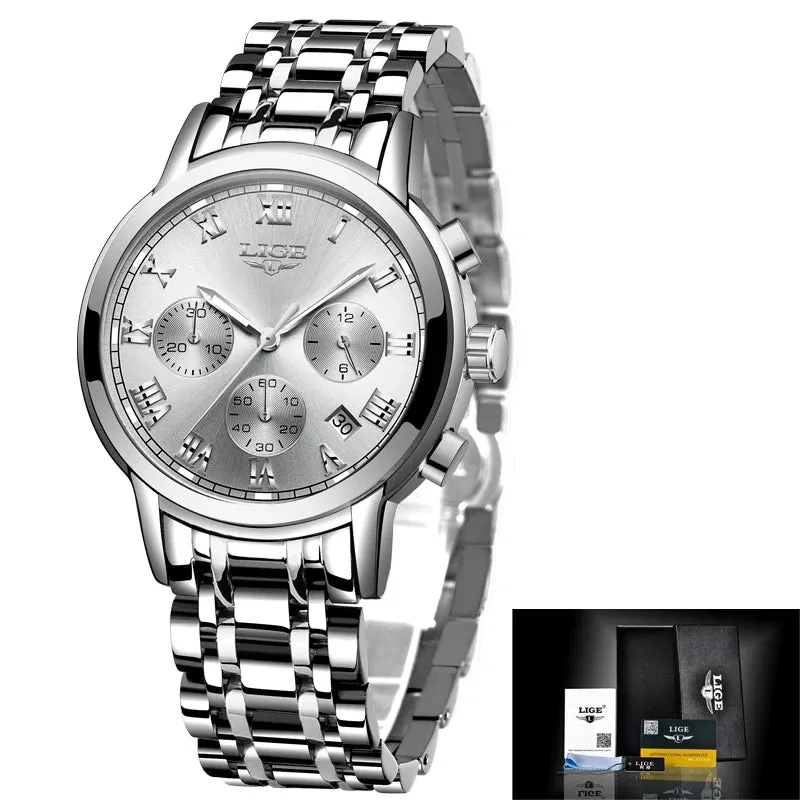LIGE Rose Gold Watch For Women