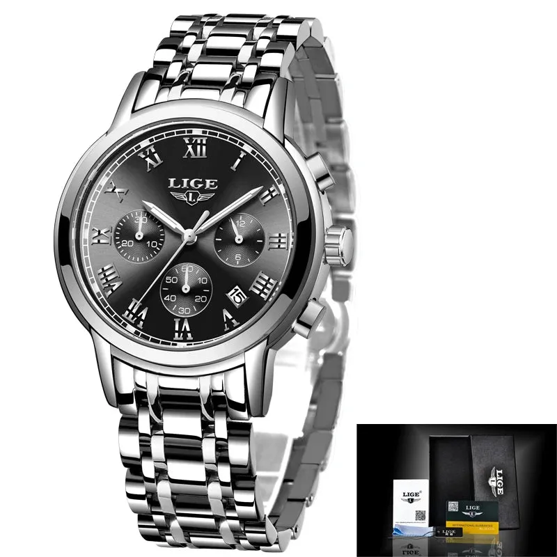 LIGE Rose Gold Watch For Women