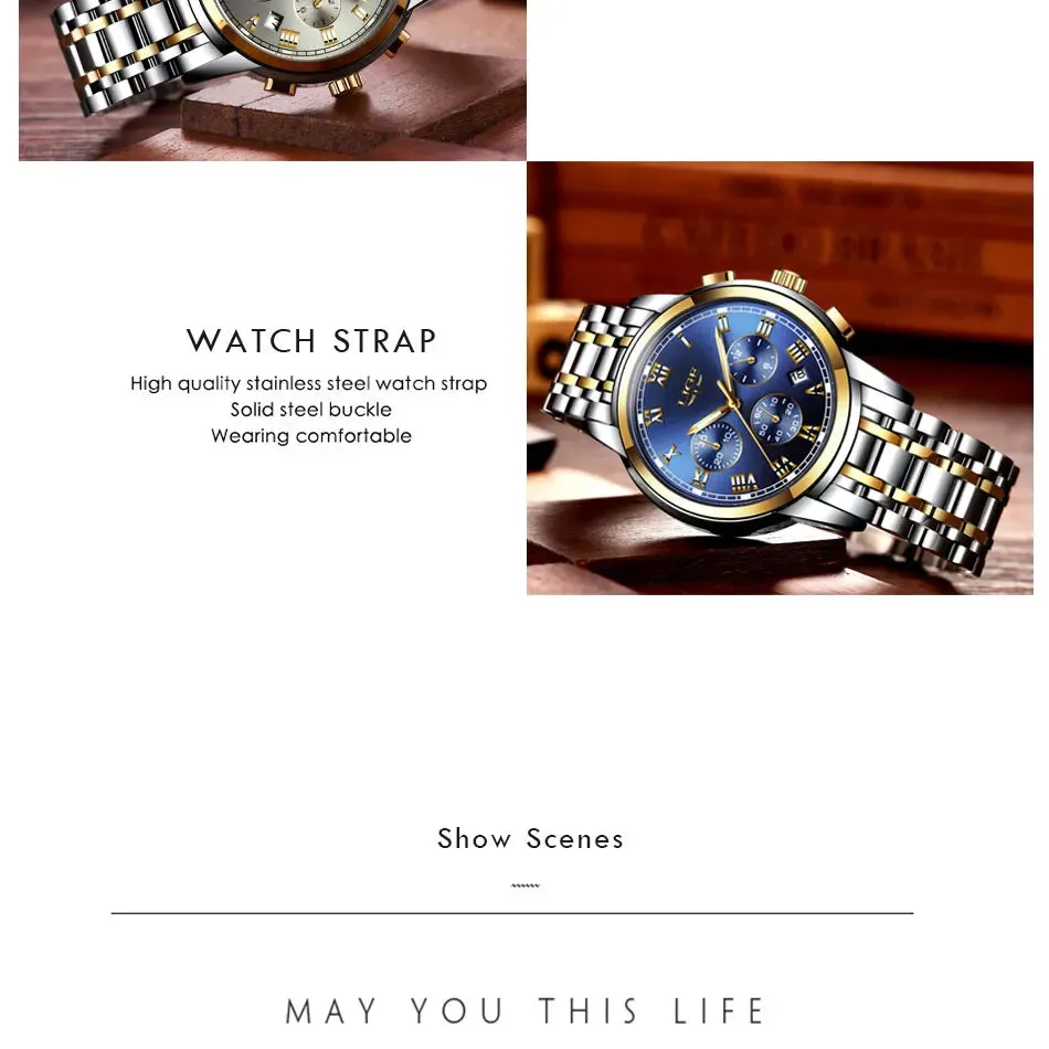 LIGE Rose Gold Watch For Women