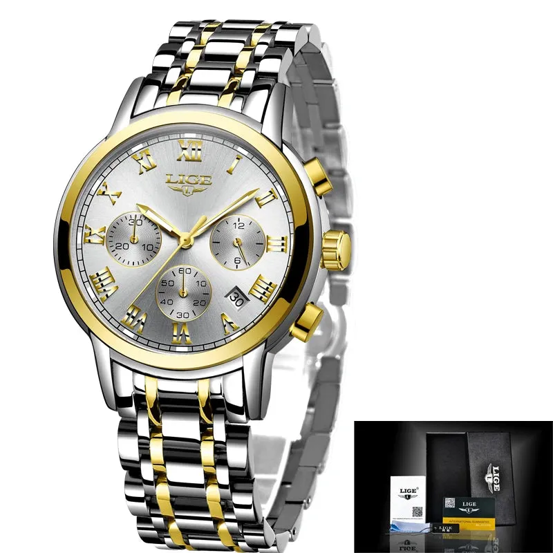 LIGE Rose Gold Watch For Women