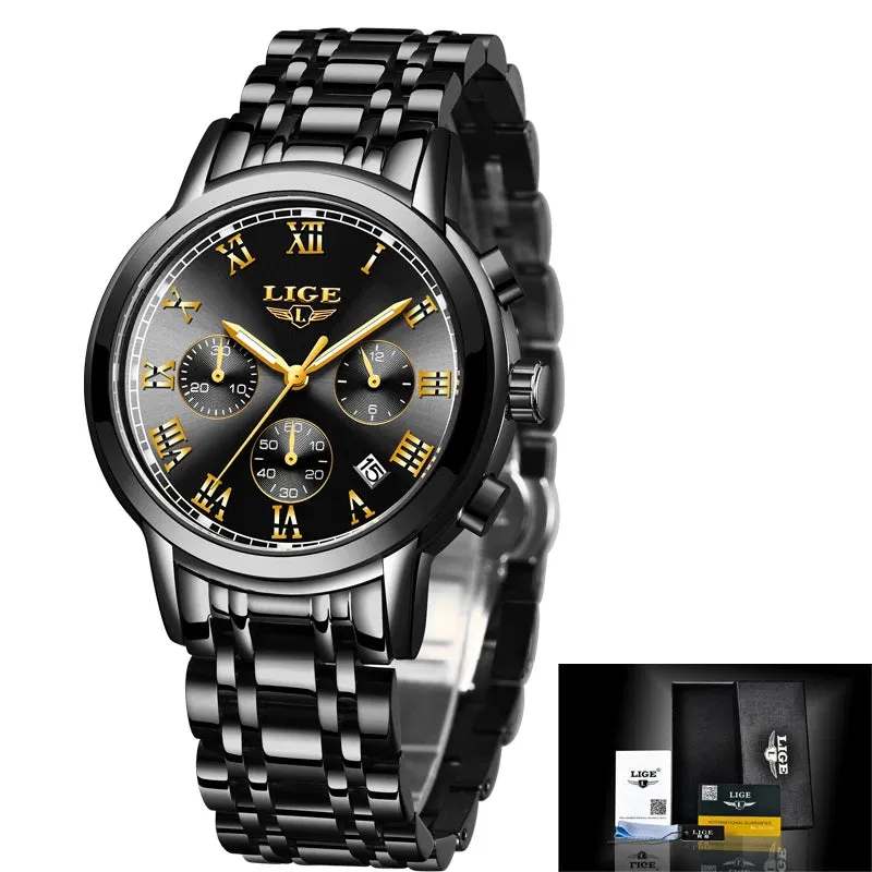 LIGE Rose Gold Watch For Women