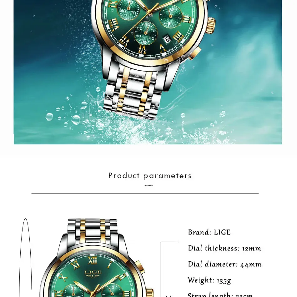 LIGE Rose Gold Watch For Women