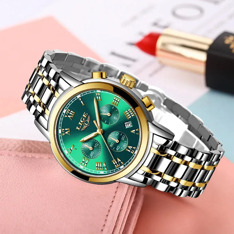 LIGE Rose Gold Watch For Women