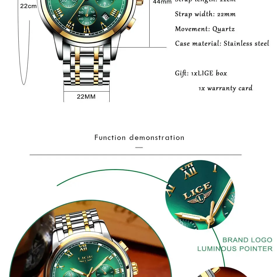 LIGE Rose Gold Watch For Women
