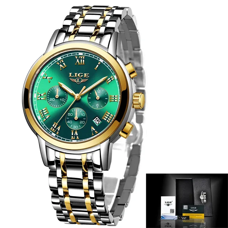 LIGE Rose Gold Watch For Women
