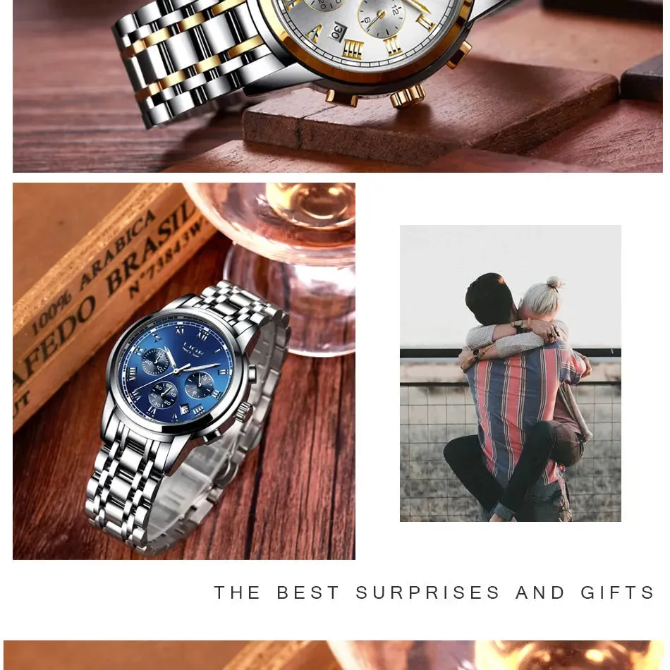 LIGE Rose Gold Watch For Women