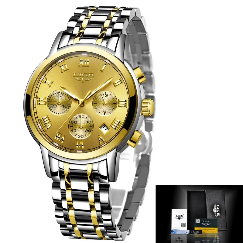 LIGE Rose Gold Watch For Women
