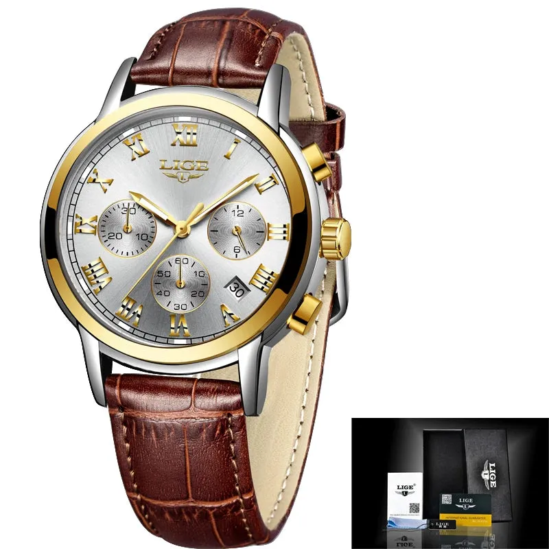 LIGE Rose Gold Watch For Women