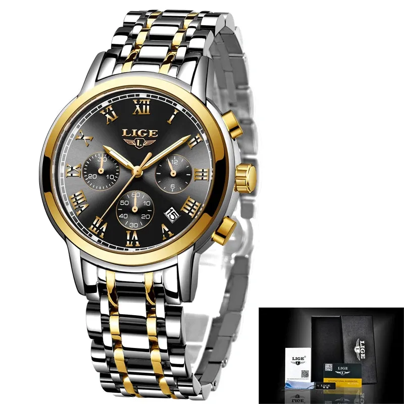 LIGE Rose Gold Watch For Women