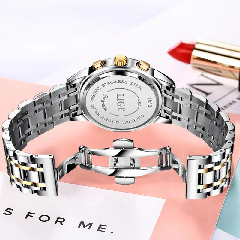 LIGE Rose Gold Watch For Women