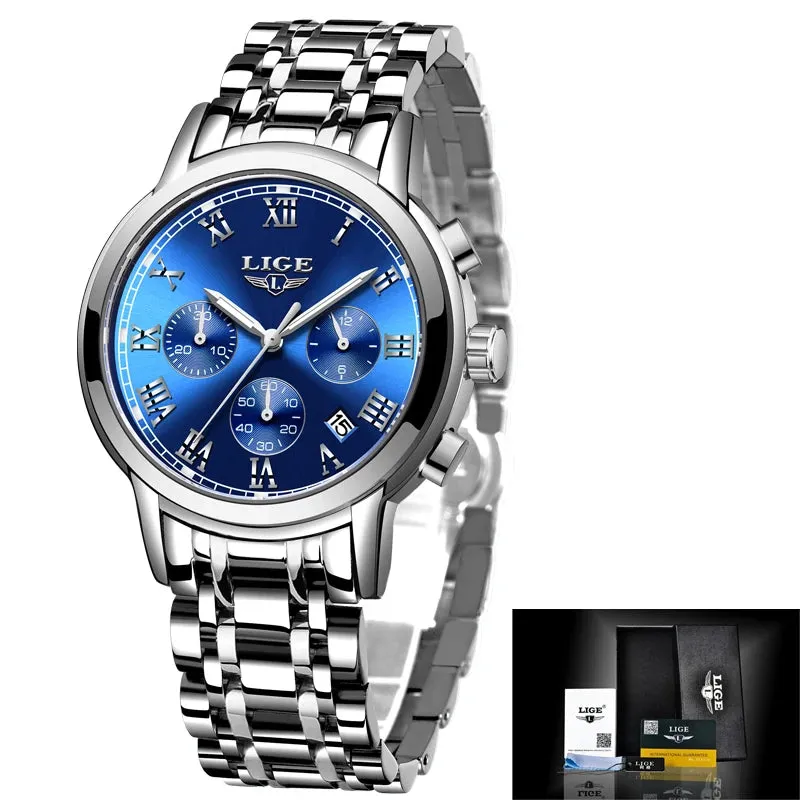 LIGE Rose Gold Watch For Women