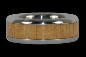 Light Koa Wood Hawaii Titanium Ring