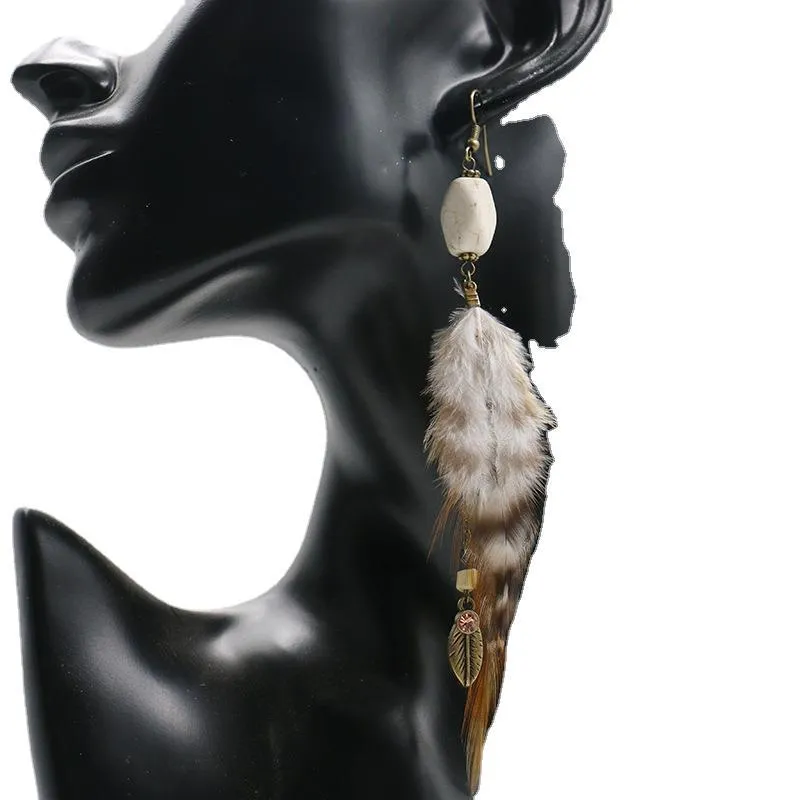 Long feather earrings