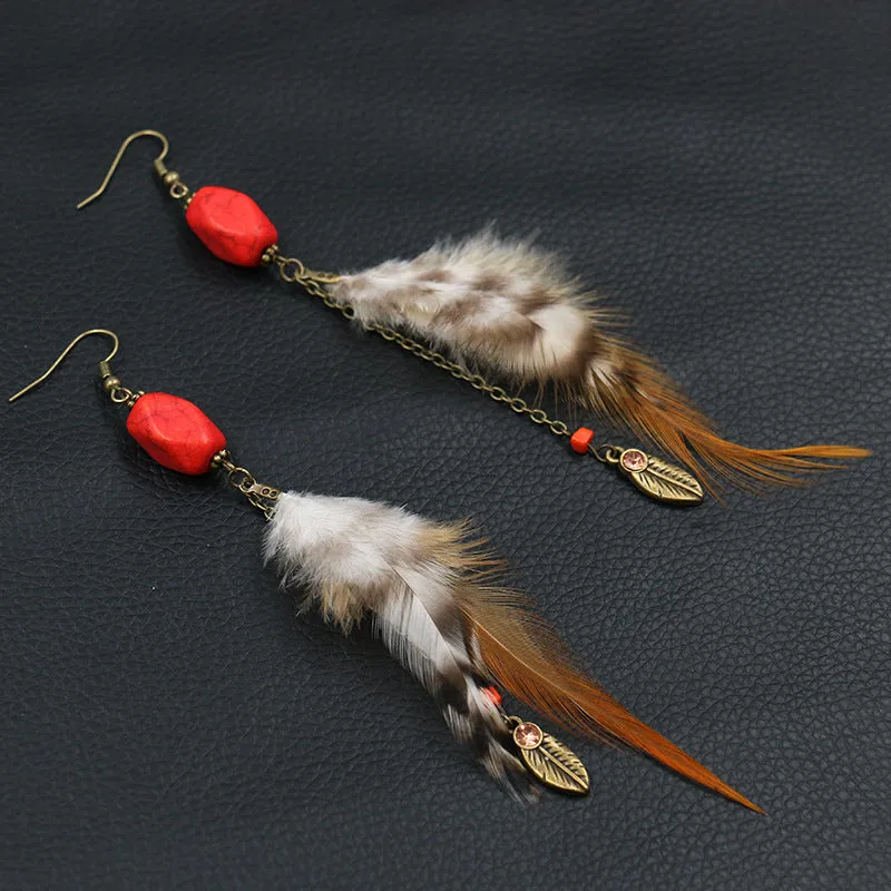 Long feather earrings