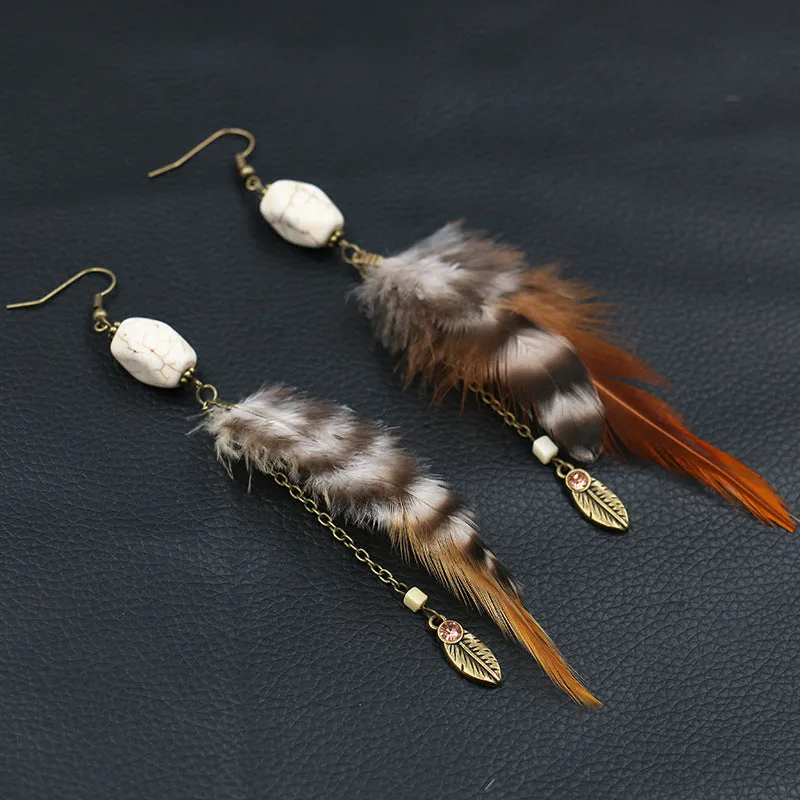 Long feather earrings