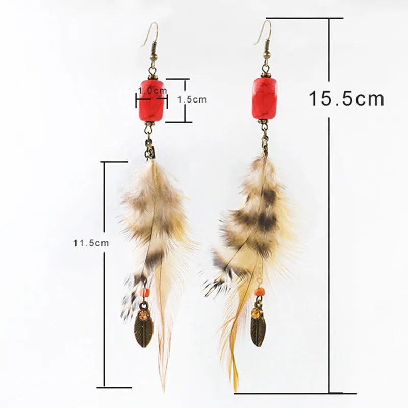 Long feather earrings