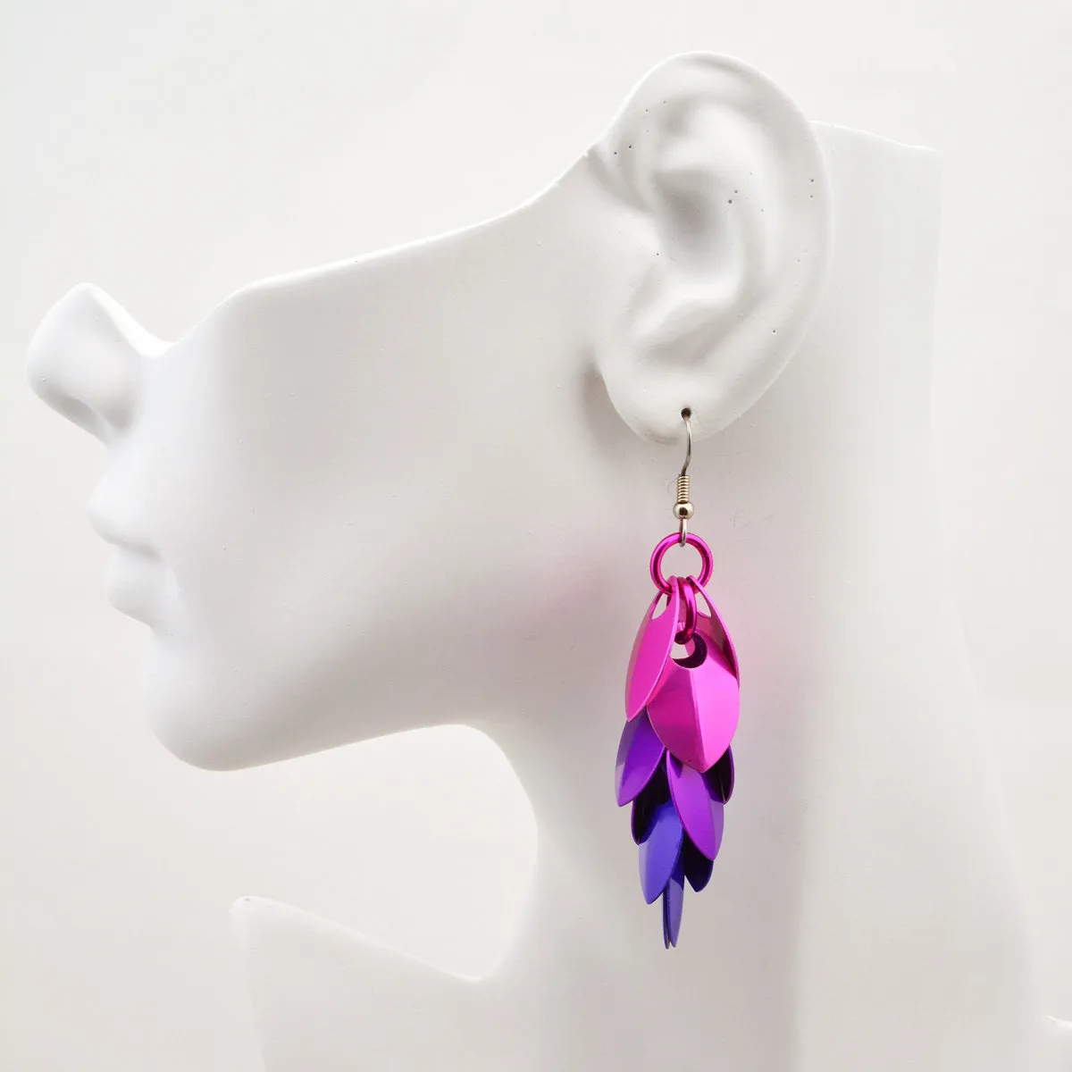 Long Feathered Earrings - Petunia Ombre