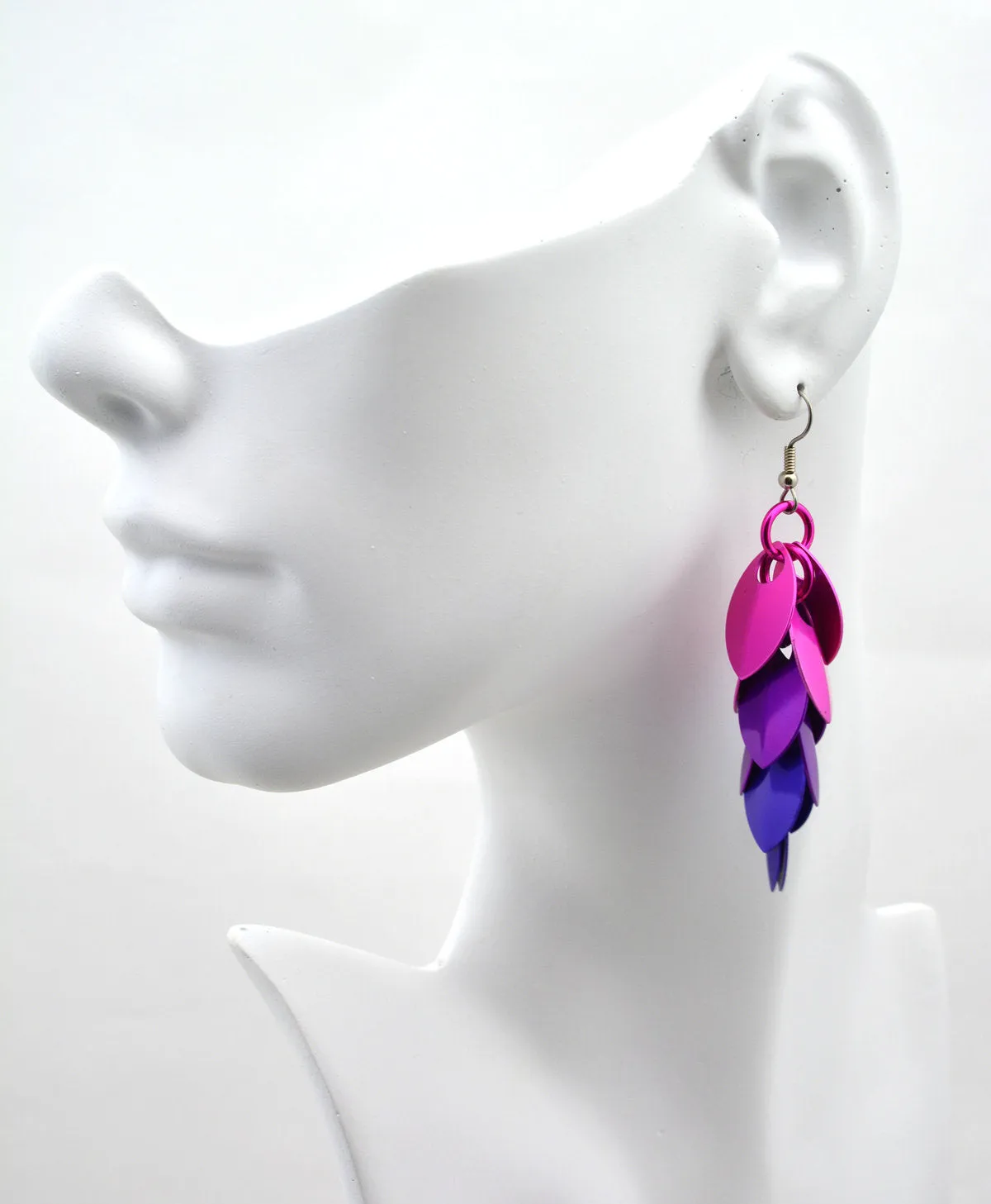 Long Feathered Earrings - Petunia Ombre