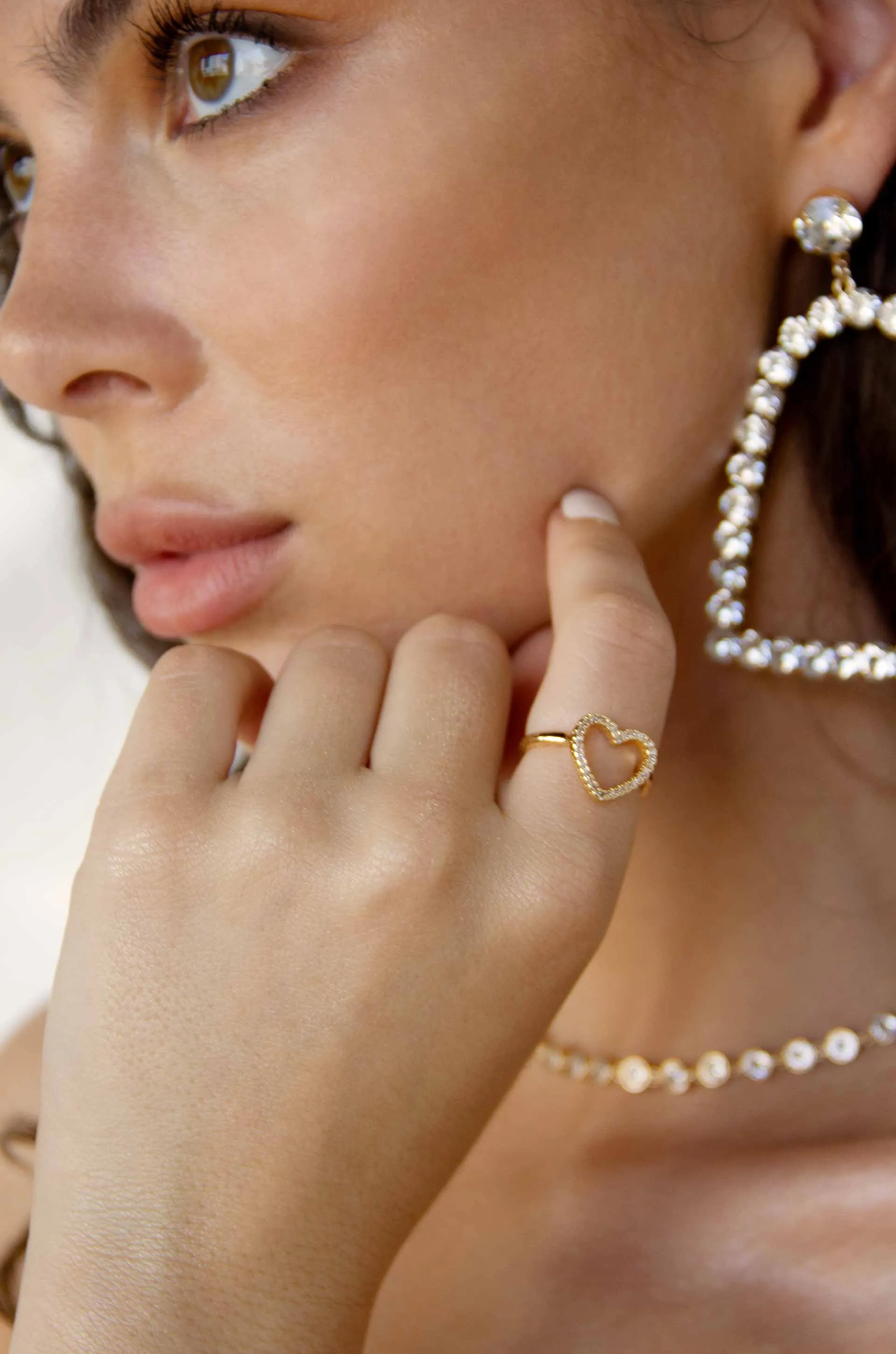 Loving On You 18k Gold Plated & Crystal Ring Set