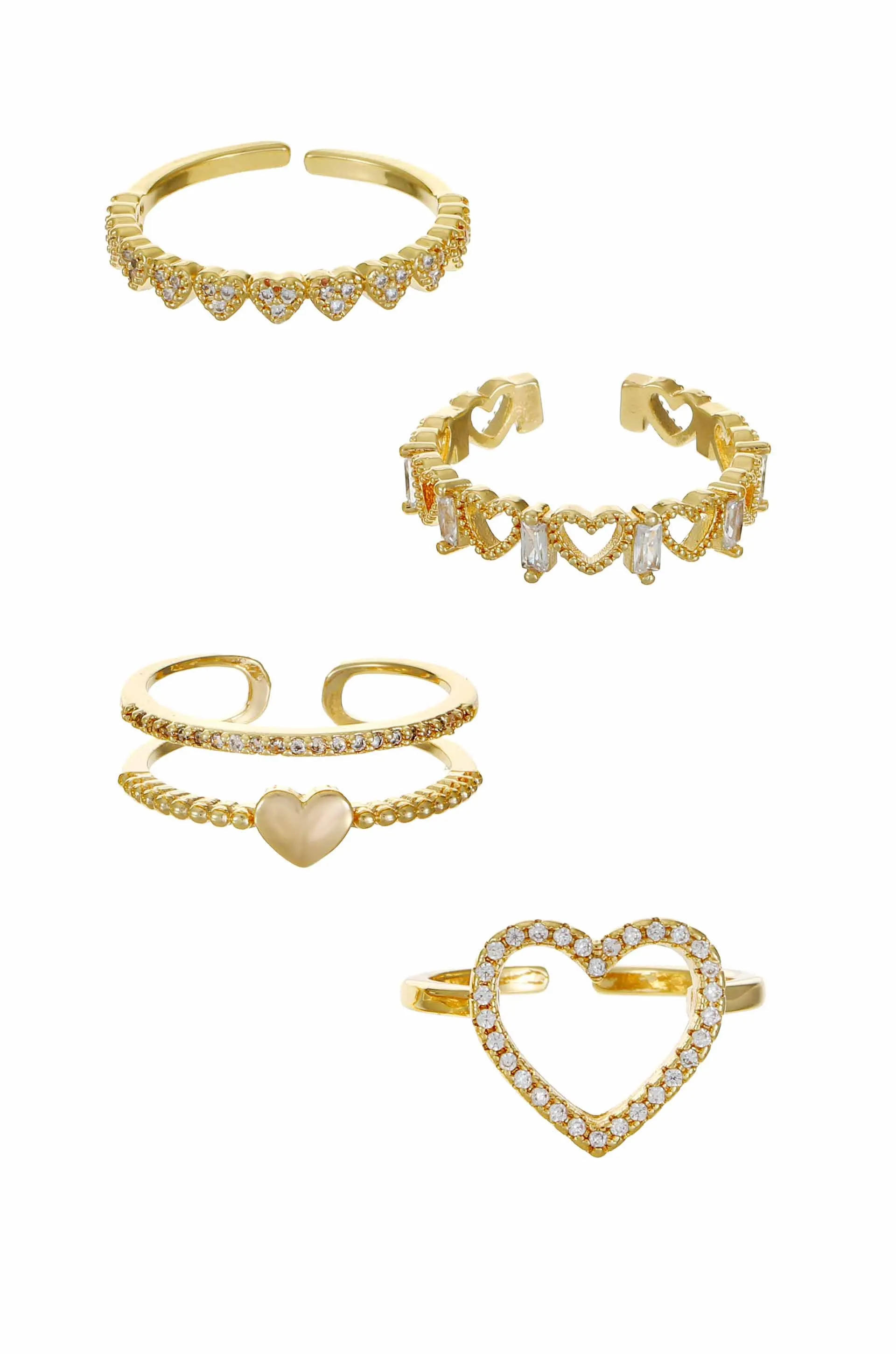 Loving On You 18k Gold Plated & Crystal Ring Set