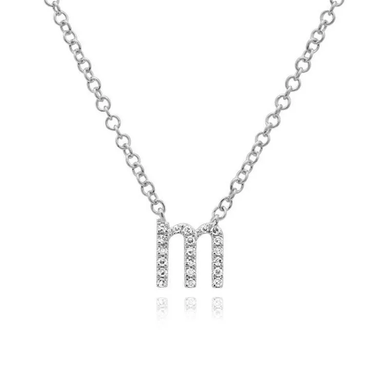 Lowercase Pave Initial Necklace