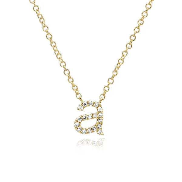 Lowercase Pave Initial Necklace