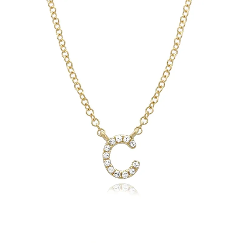 Lowercase Pave Initial Necklace