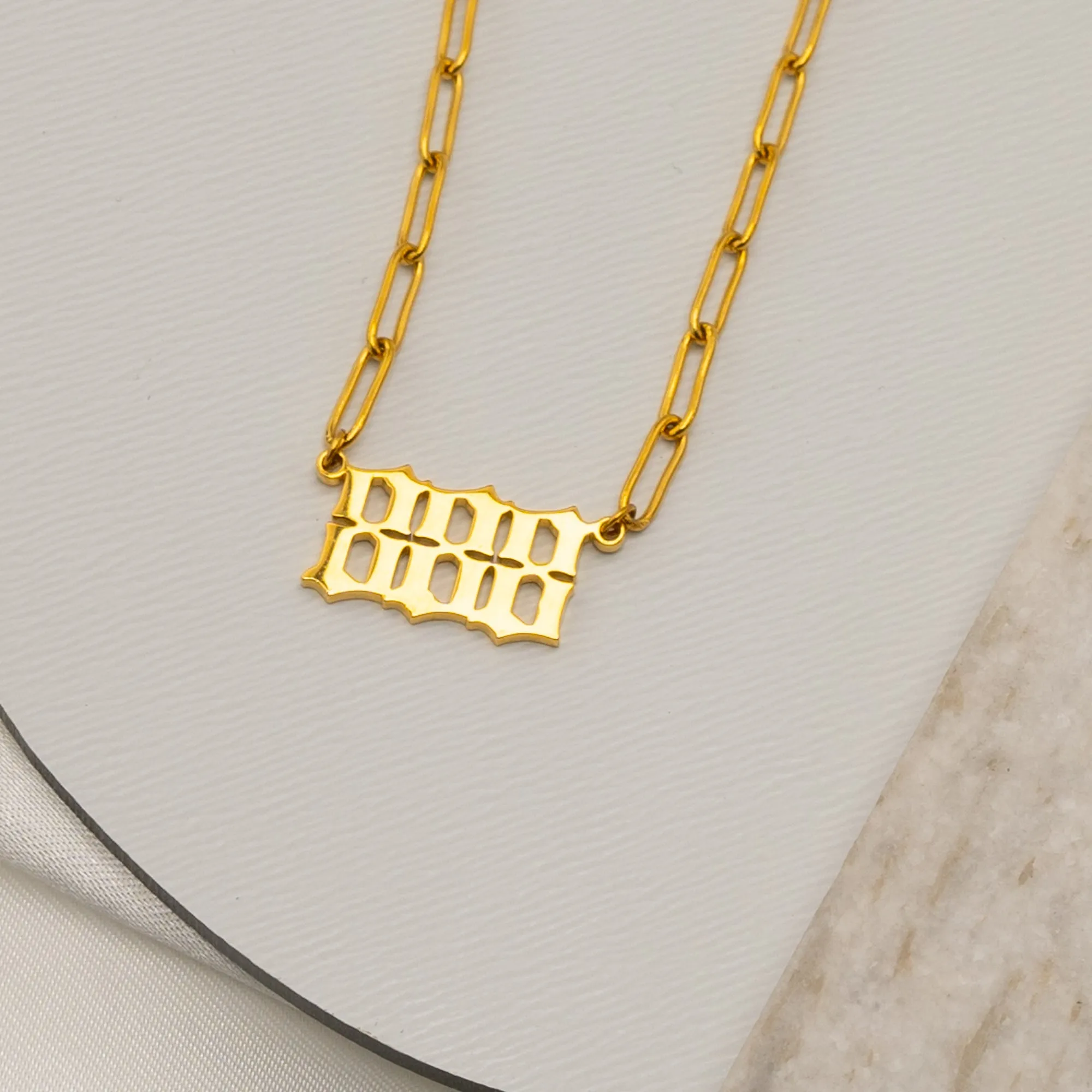 Lucky Number Pendant Chain Necklace
