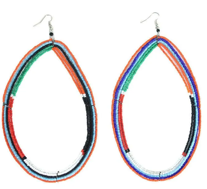 Maasai Beaded Earrings - Large, Round