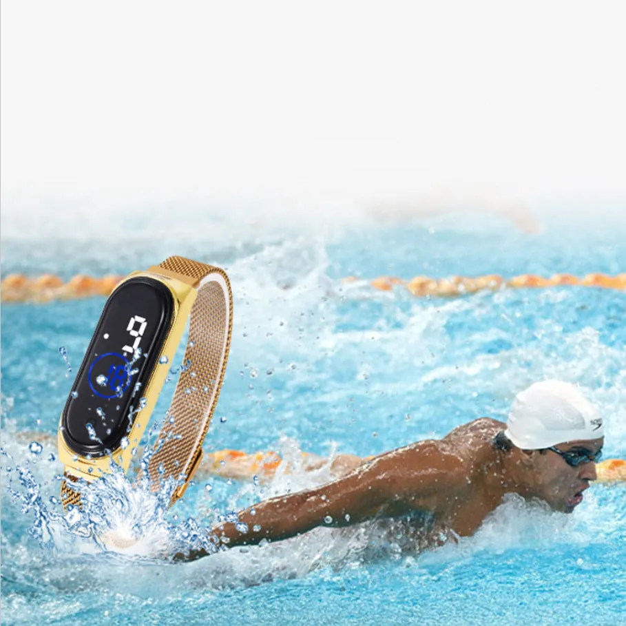 Magnetic LED Electronic Mens Watch Sport Digital Touch Screen Outdoor Watches