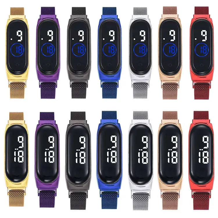 Magnetic LED Electronic Mens Watch Sport Digital Touch Screen Outdoor Watches