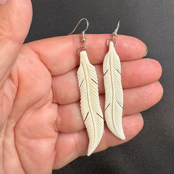 Maori Bone Feather Kapa Haka Earrings