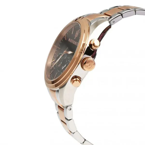Maserati Traguardo Two-Tone Stainless Steel Black Dial Quartz Watch for Gents - R8873612003