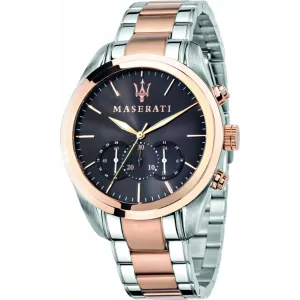 Maserati Traguardo Two-Tone Stainless Steel Black Dial Quartz Watch for Gents - R8873612003