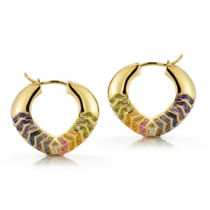 Medium Bubble Shield Hoop Earrings in Feather