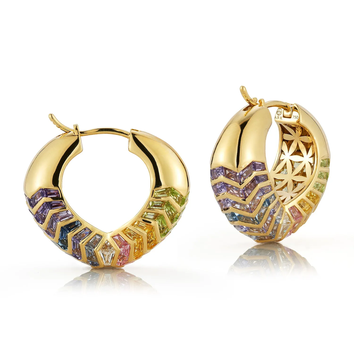 Medium Bubble Shield Hoop Earrings in Feather