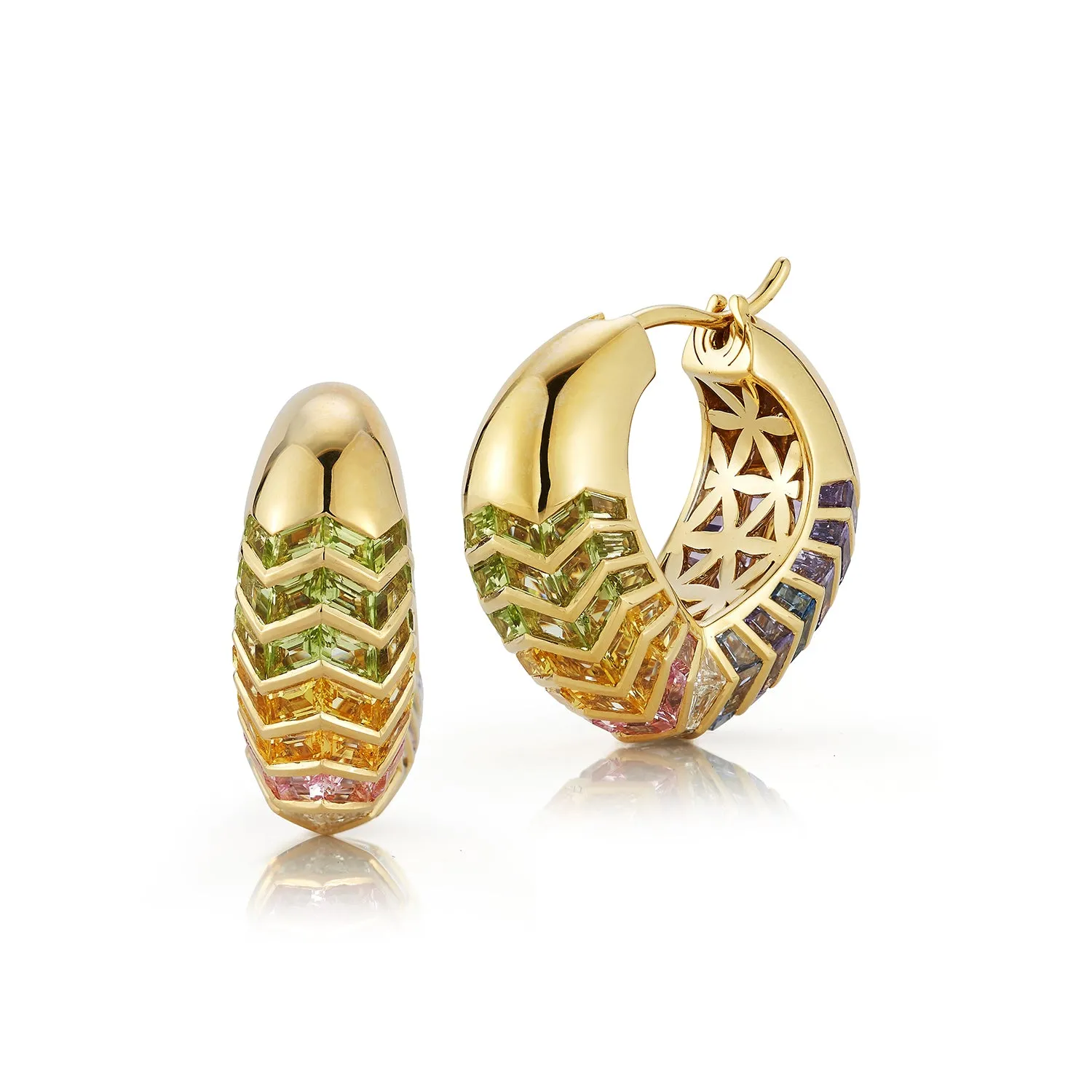 Medium Bubble Shield Hoop Earrings in Feather